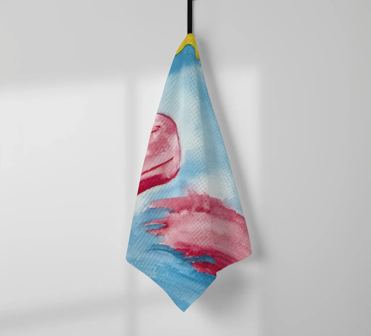 Yellow, Red, Blue tea towel by Aviwe Apleni
