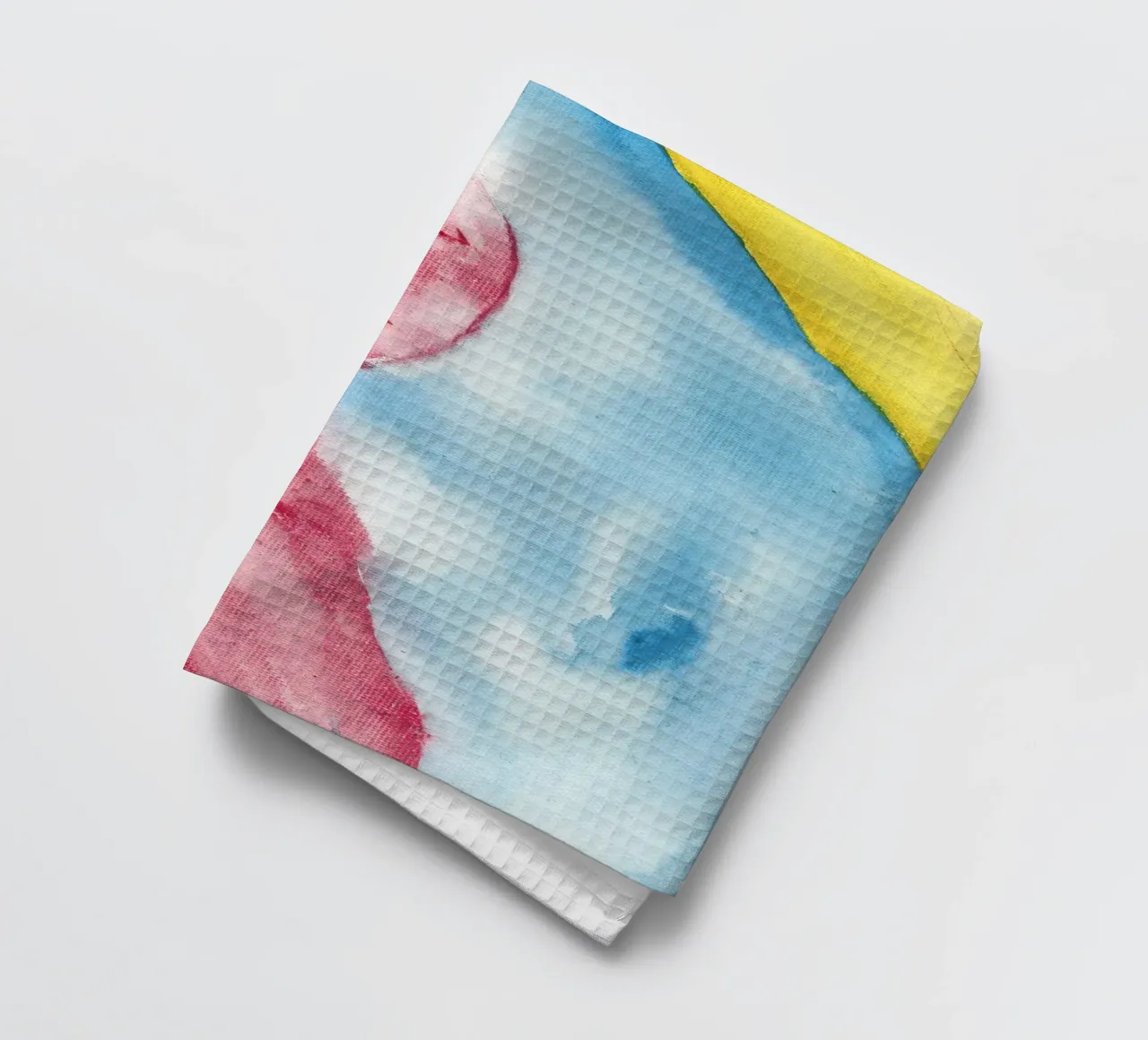 Yellow, Red, Blue tea towel by Aviwe Apleni