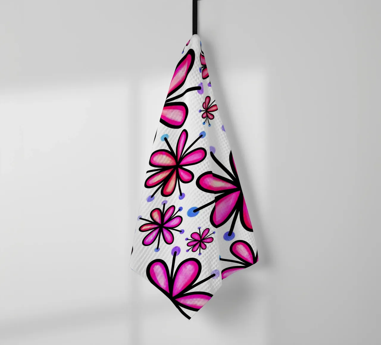 Skurrile Gänseblümchen-Kritzeleien Geschirrtuch von Botanical Pattern House