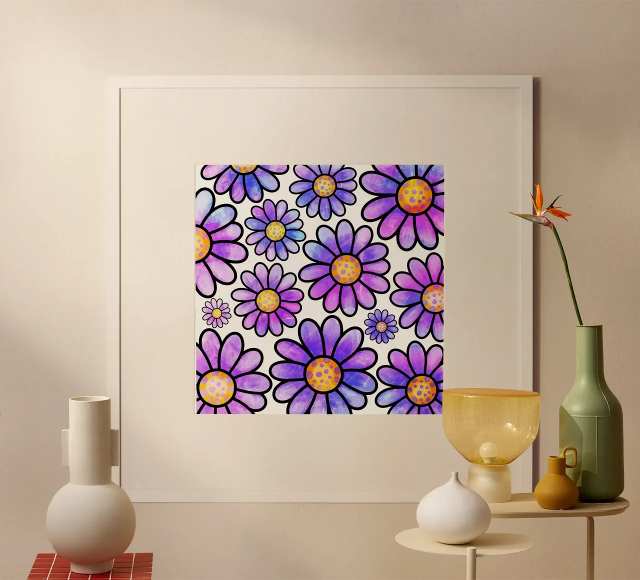 Scarabocchi di margherite stravaganti poster da Botanical Pattern House