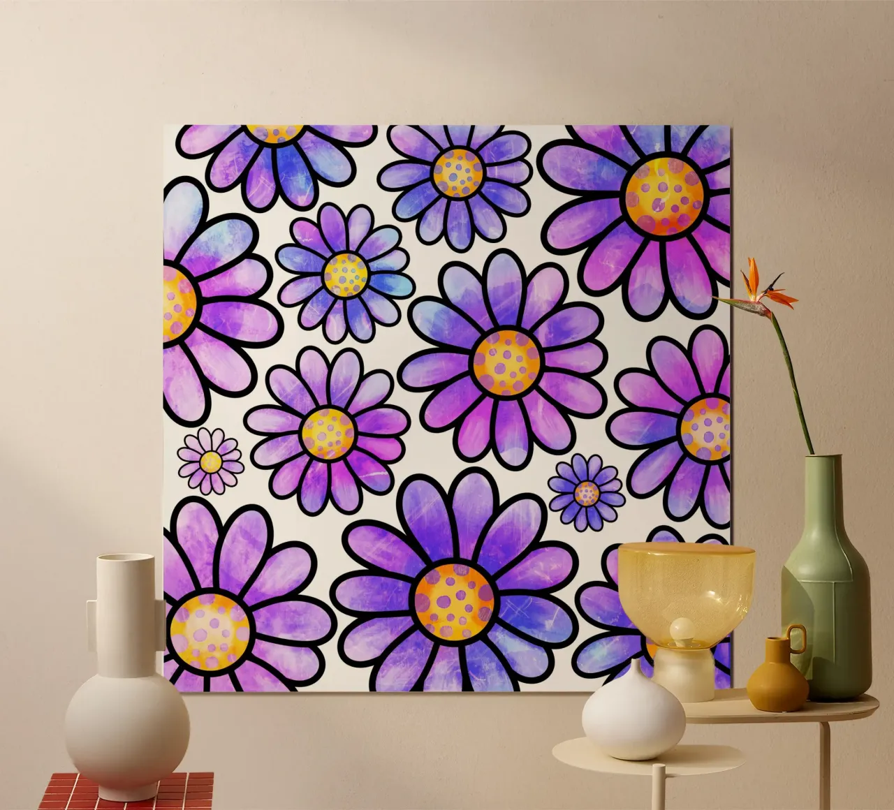 Scarabocchi di margherite stravaganti poster da Botanical Pattern House
