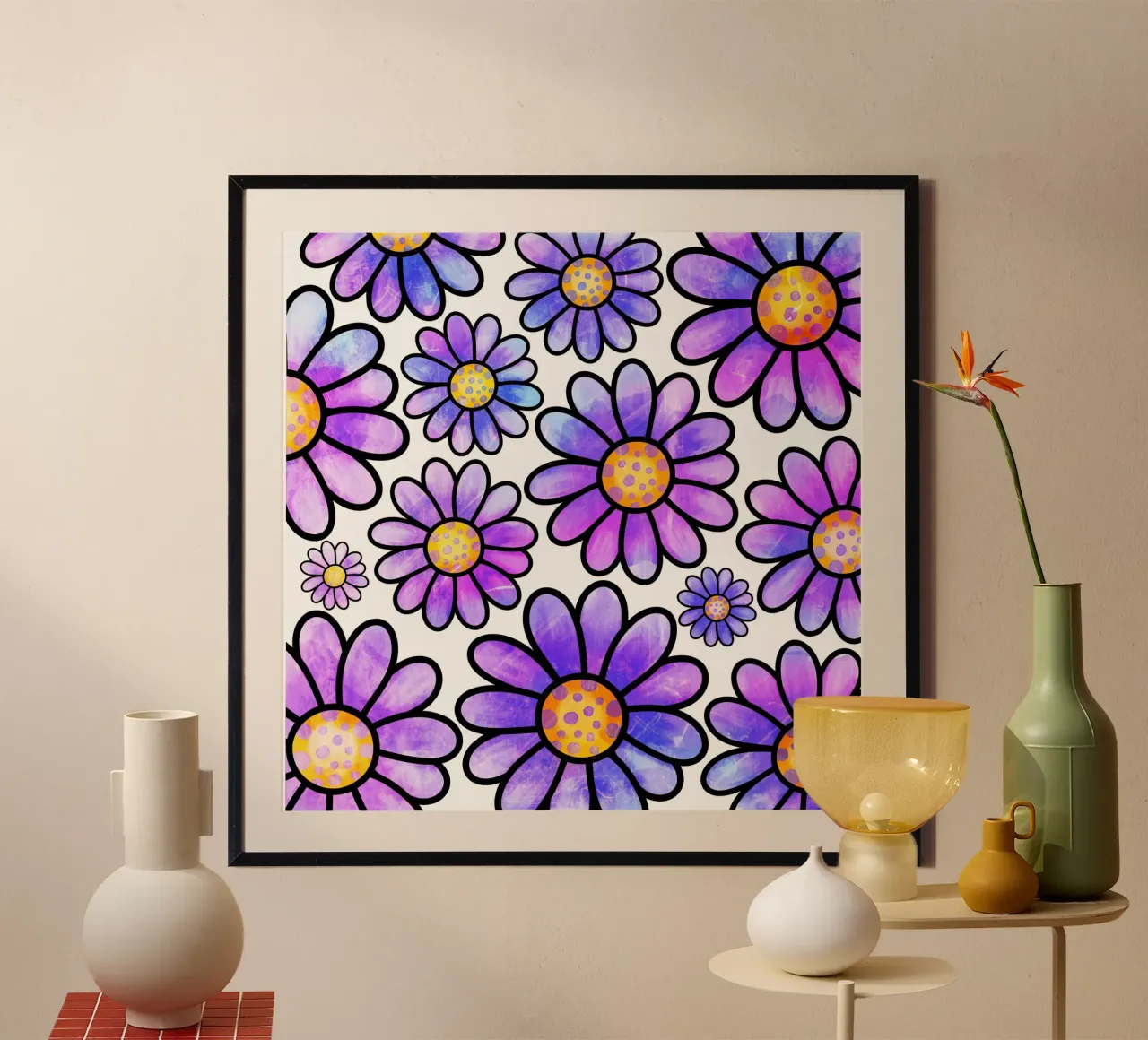Scarabocchi di margherite stravaganti poster da Botanical Pattern House