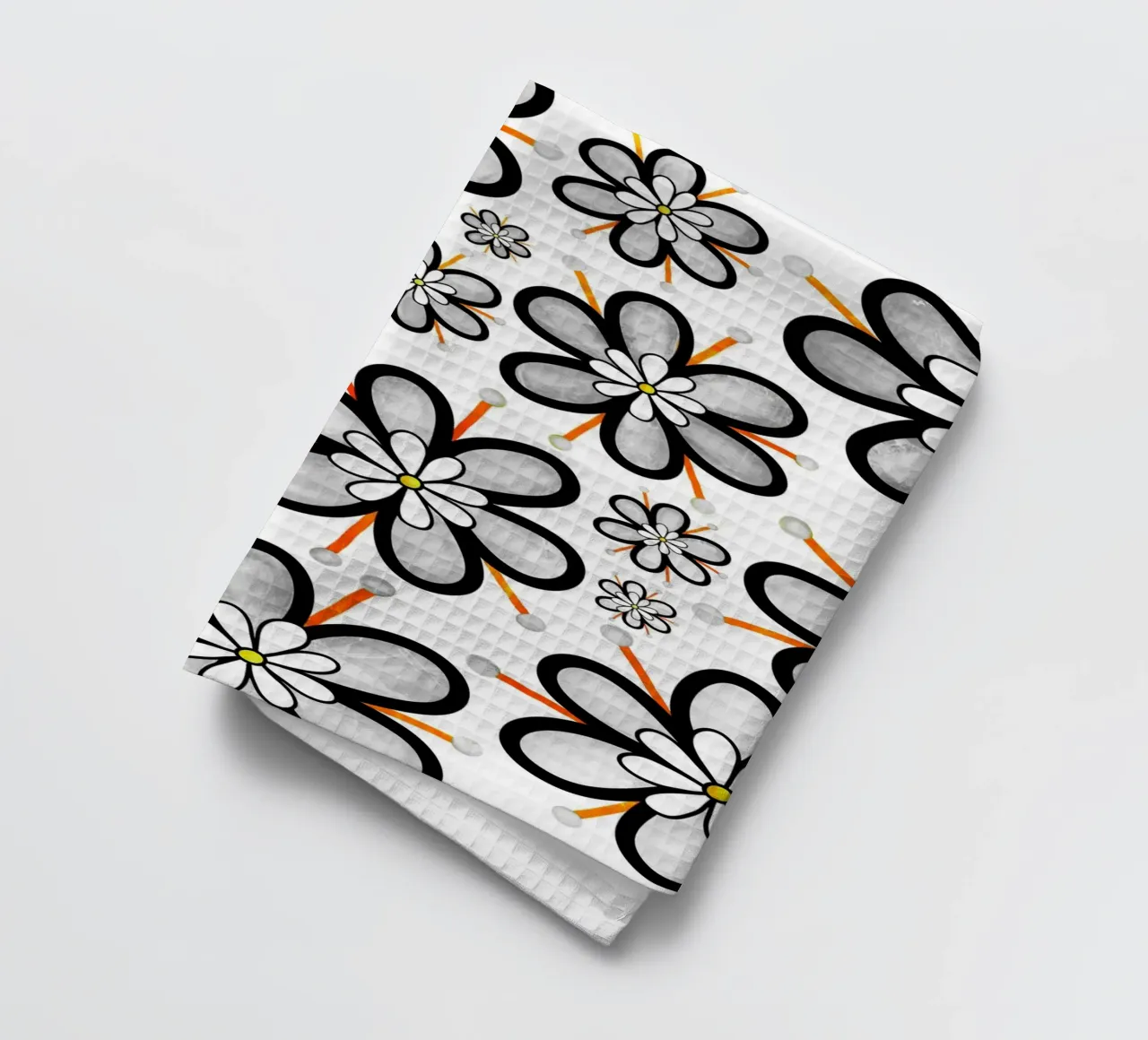 Whimsical Daisy Doodles tea towel by Botanical Pattern House