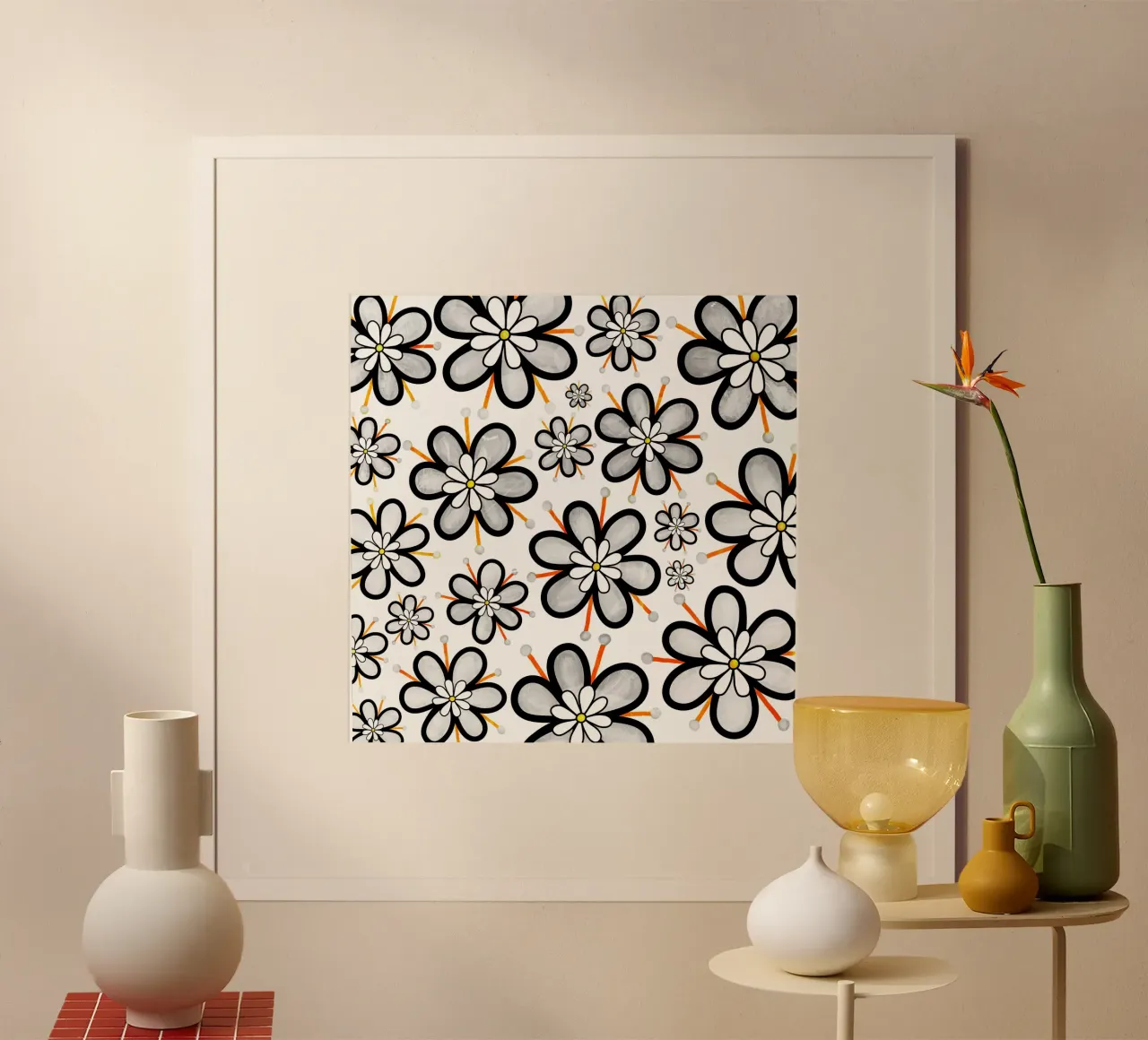 Skurrile Gänseblümchen-Kritzeleien Poster von Botanical Pattern House