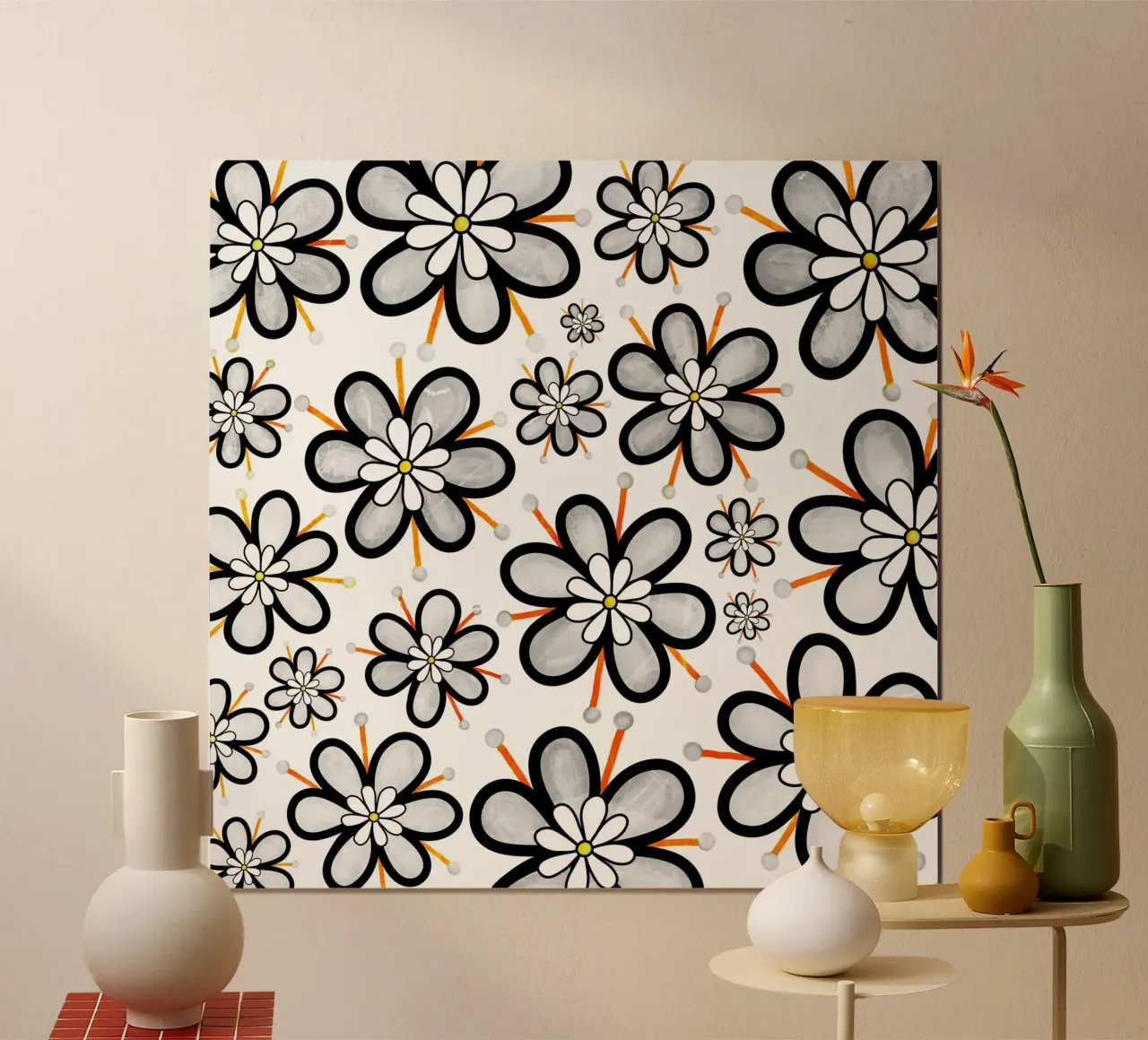 Skurrile Gänseblümchen-Kritzeleien Poster von Botanical Pattern House
