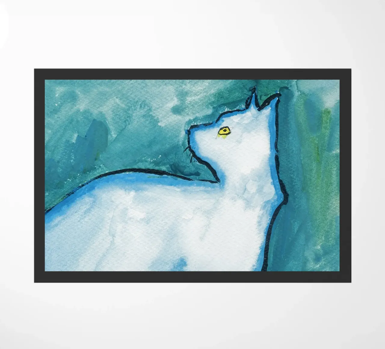 Cat, Blue doormat by Aviwe Apleni