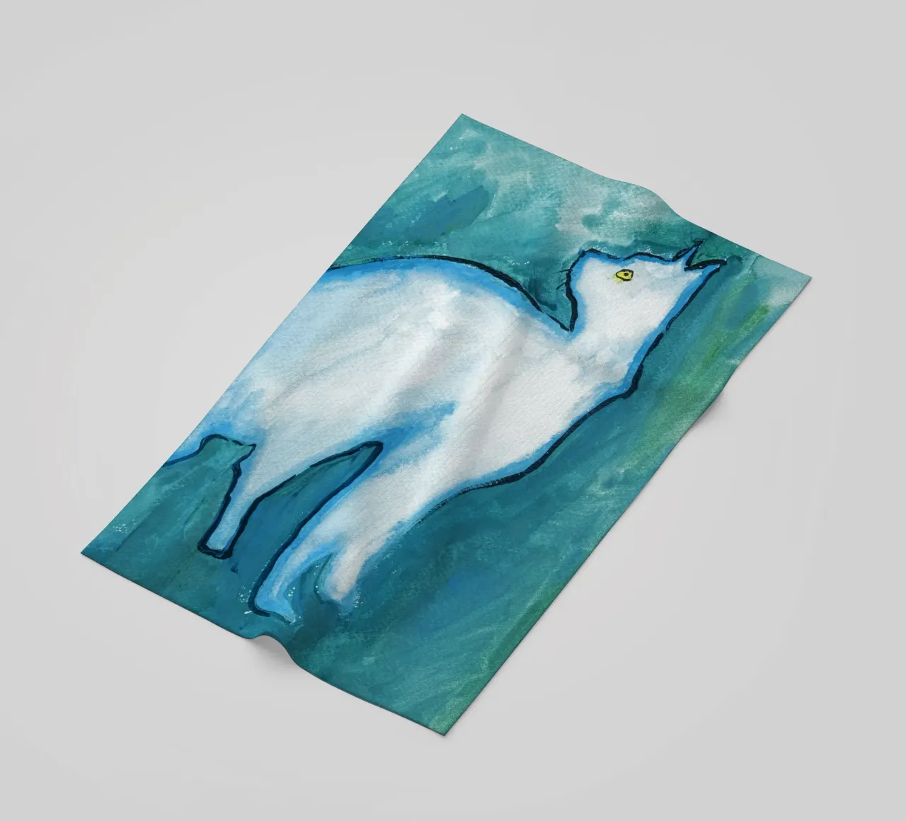 Cat, Blue beach towel by Aviwe Apleni