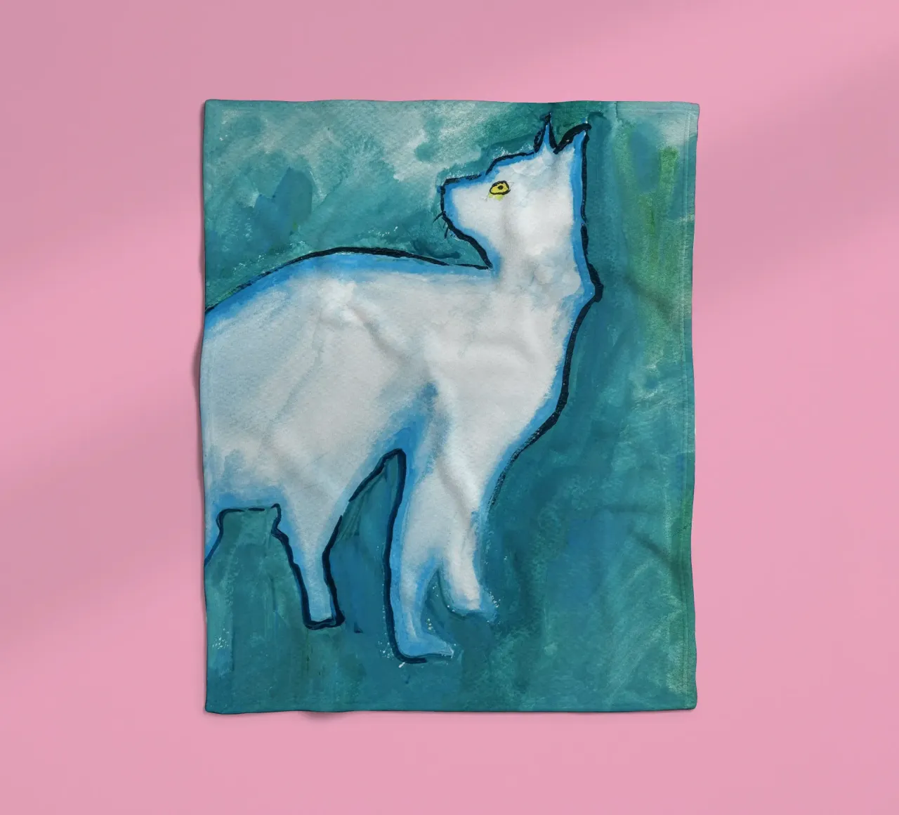 Cat, Blue fleece blanket by Aviwe Apleni