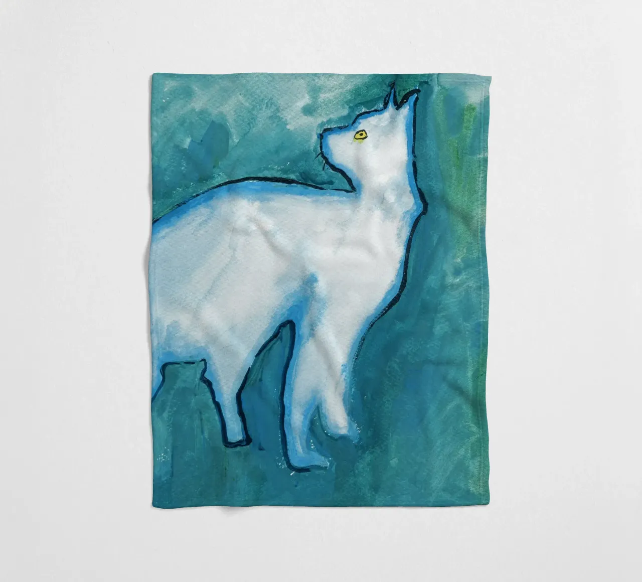 Cat, Blue fleece blanket by Aviwe Apleni
