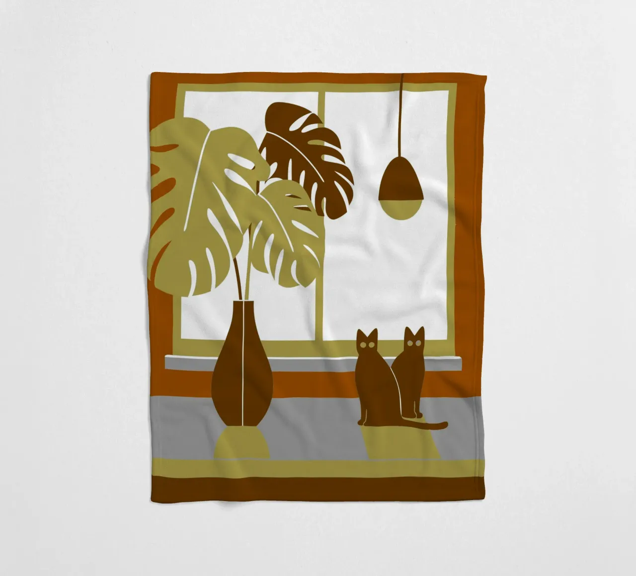 Fiori di Monstera e gatti coperta in pile da TODAY'S SHOP