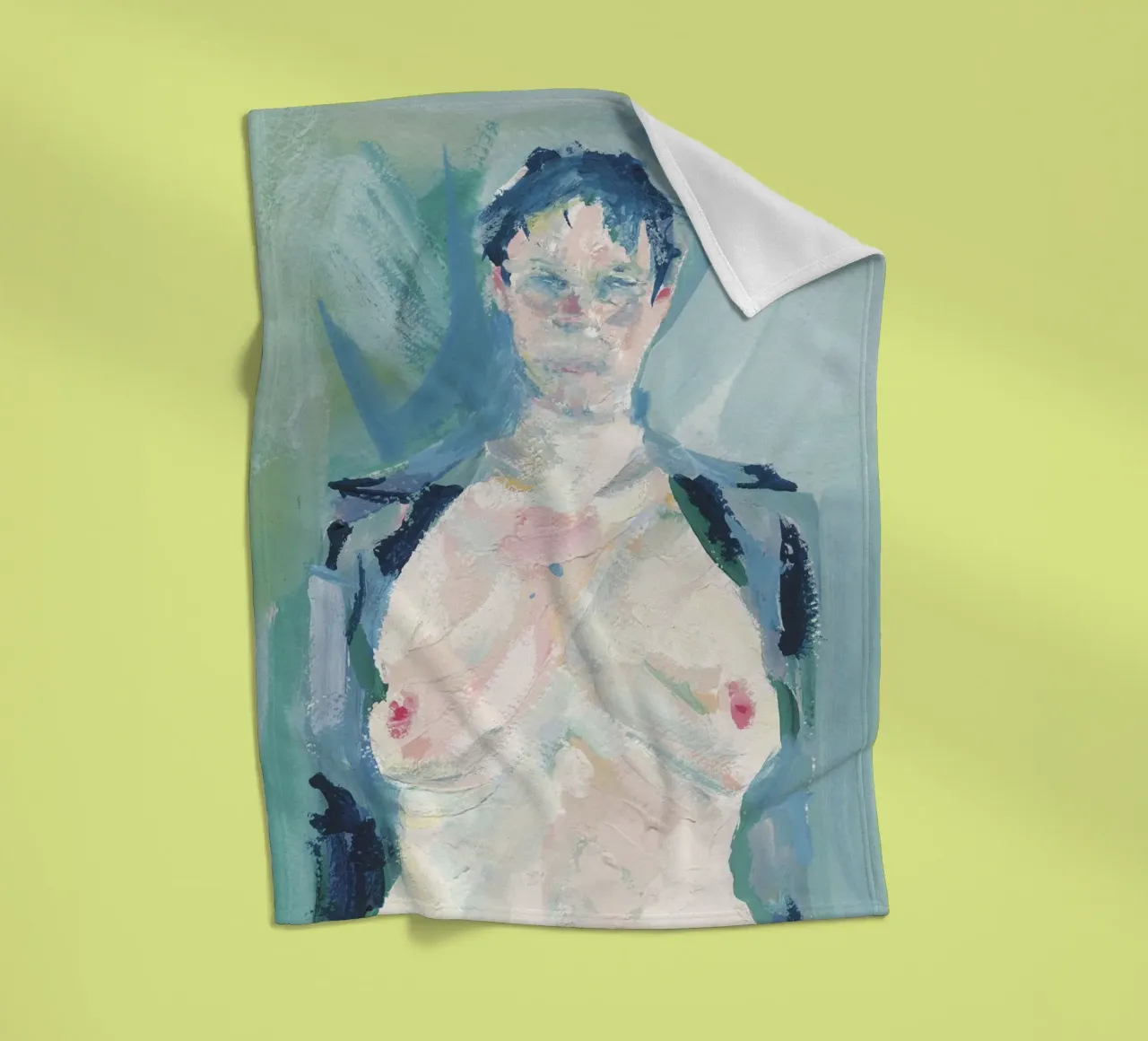 Woman Against Blue fleece blanket by Aviwe Apleni