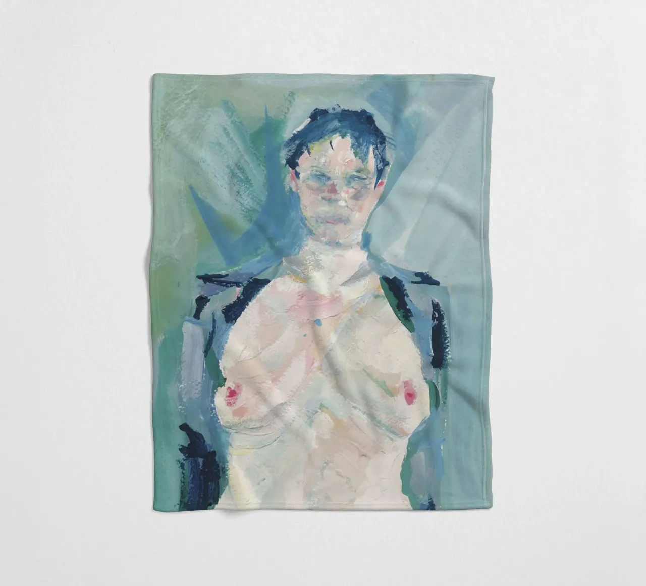 Woman Against Blue fleece blanket by Aviwe Apleni