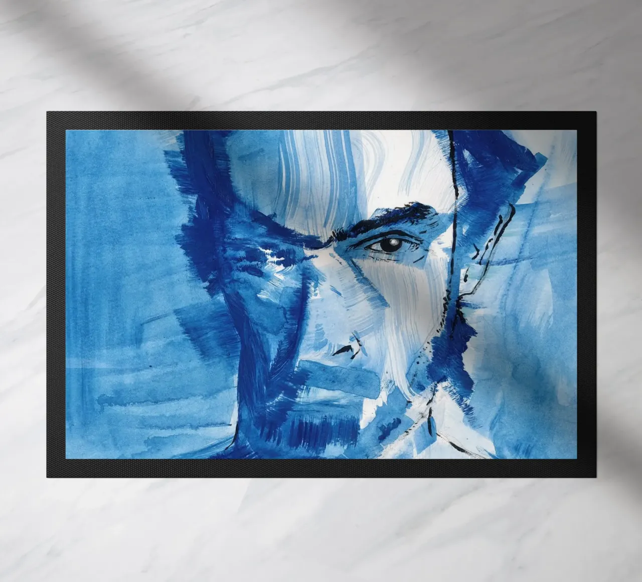 Blue Man doormat by Aviwe Apleni