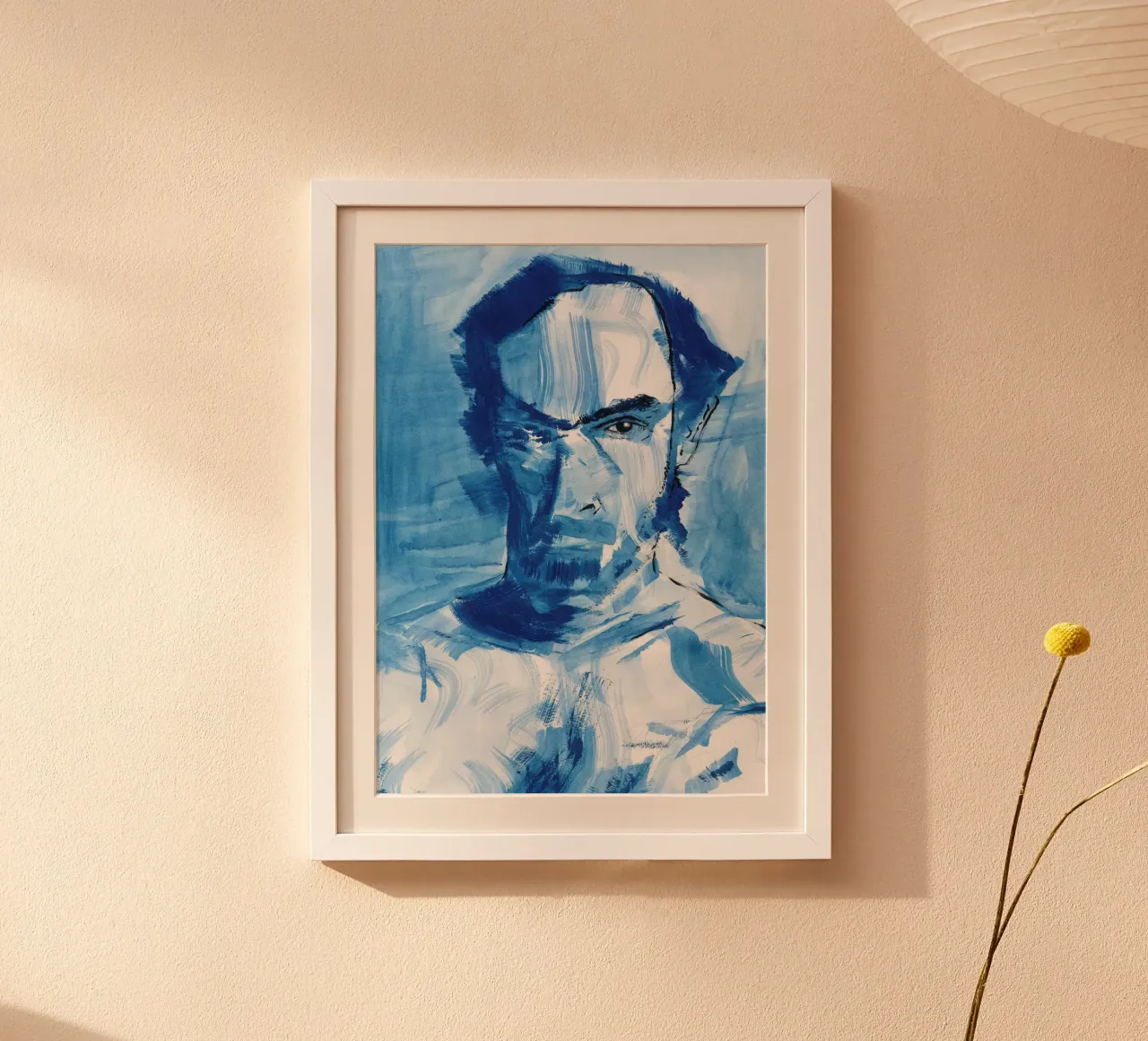 Blue Man poster with plastic frame by Aviwe Apleni