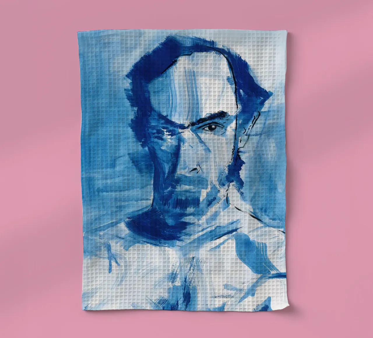 Blue Man tea towel by Aviwe Apleni