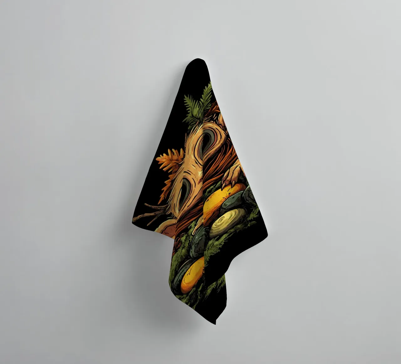 Goblin in a moss nest with big eyes towel by pixelbull - medieval art and more