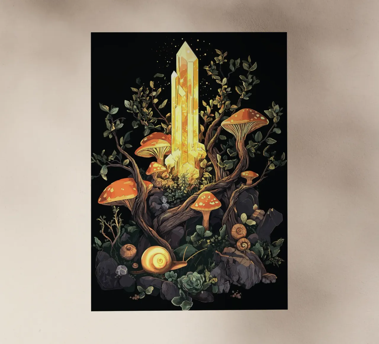 Cristallo splendente nella foresta di funghi pellicola backlit da pixelbull - medieval art and more