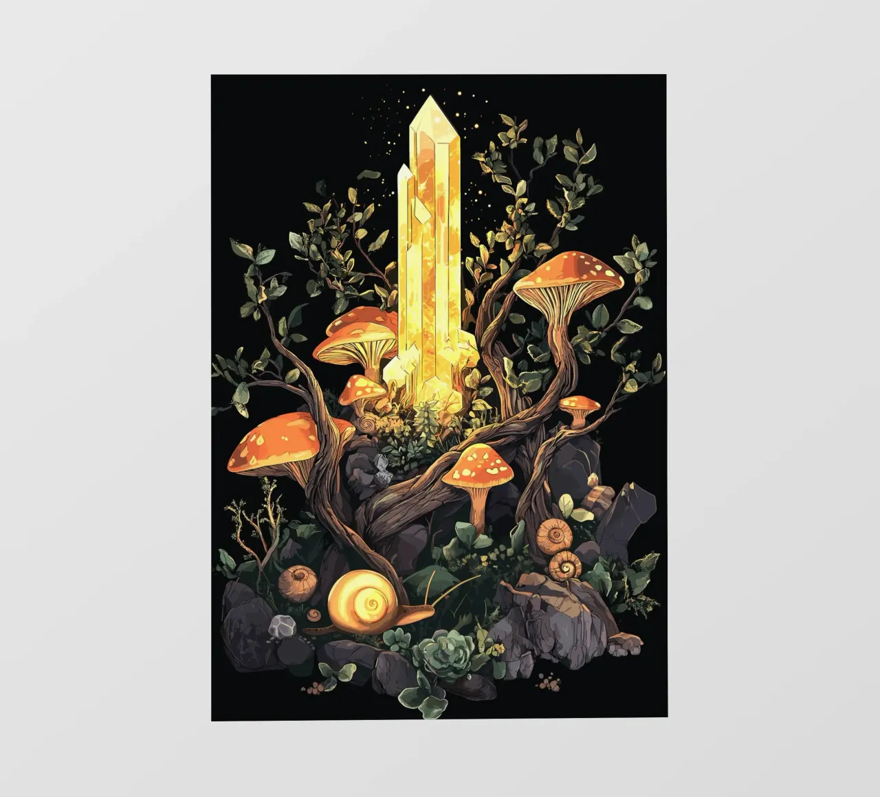 Cristallo splendente nella foresta di funghi pellicola backlit da pixelbull - medieval art and more