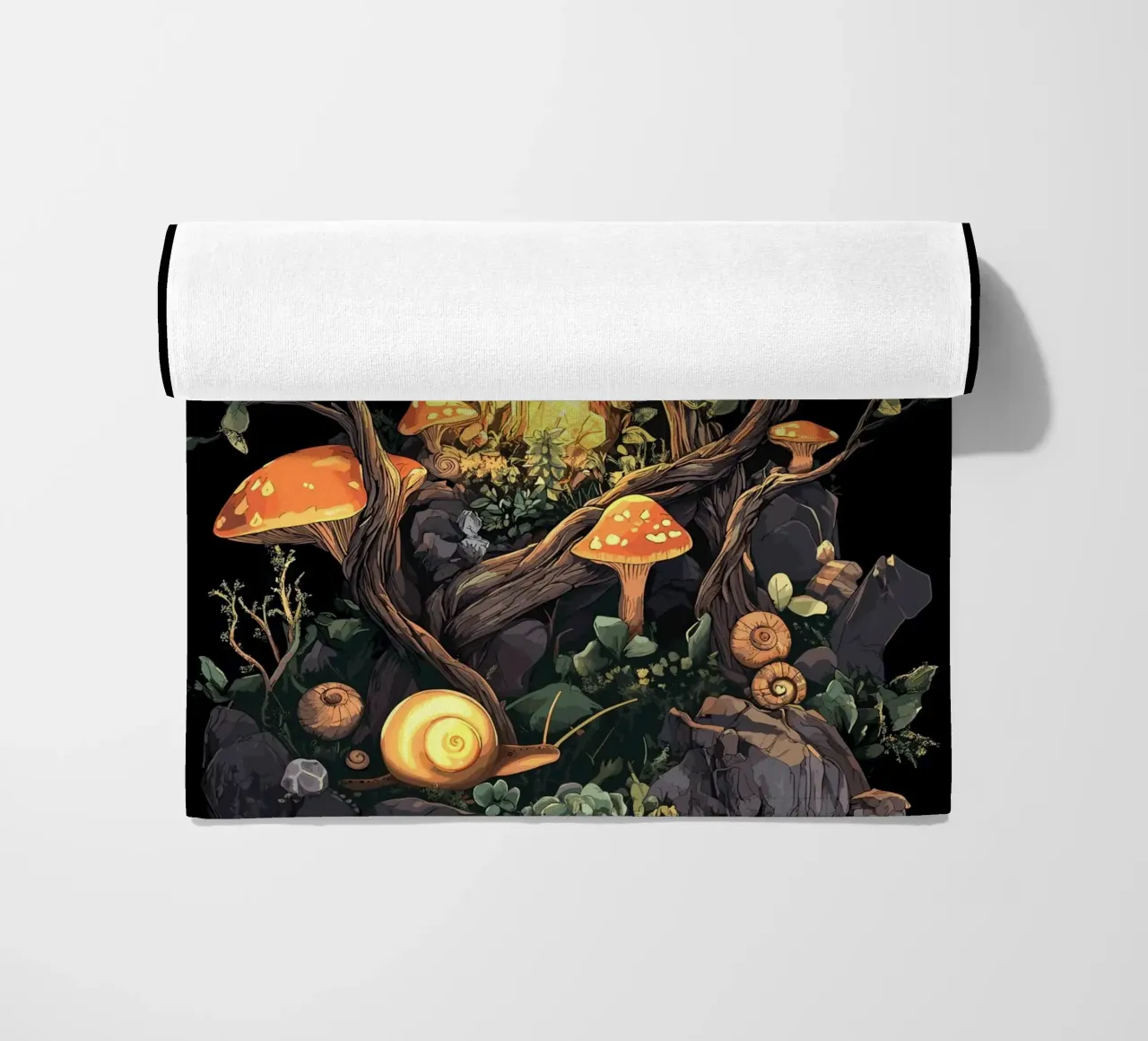 Cristallo splendente nella foresta di funghi telo mare da pixelbull - medieval art and more
