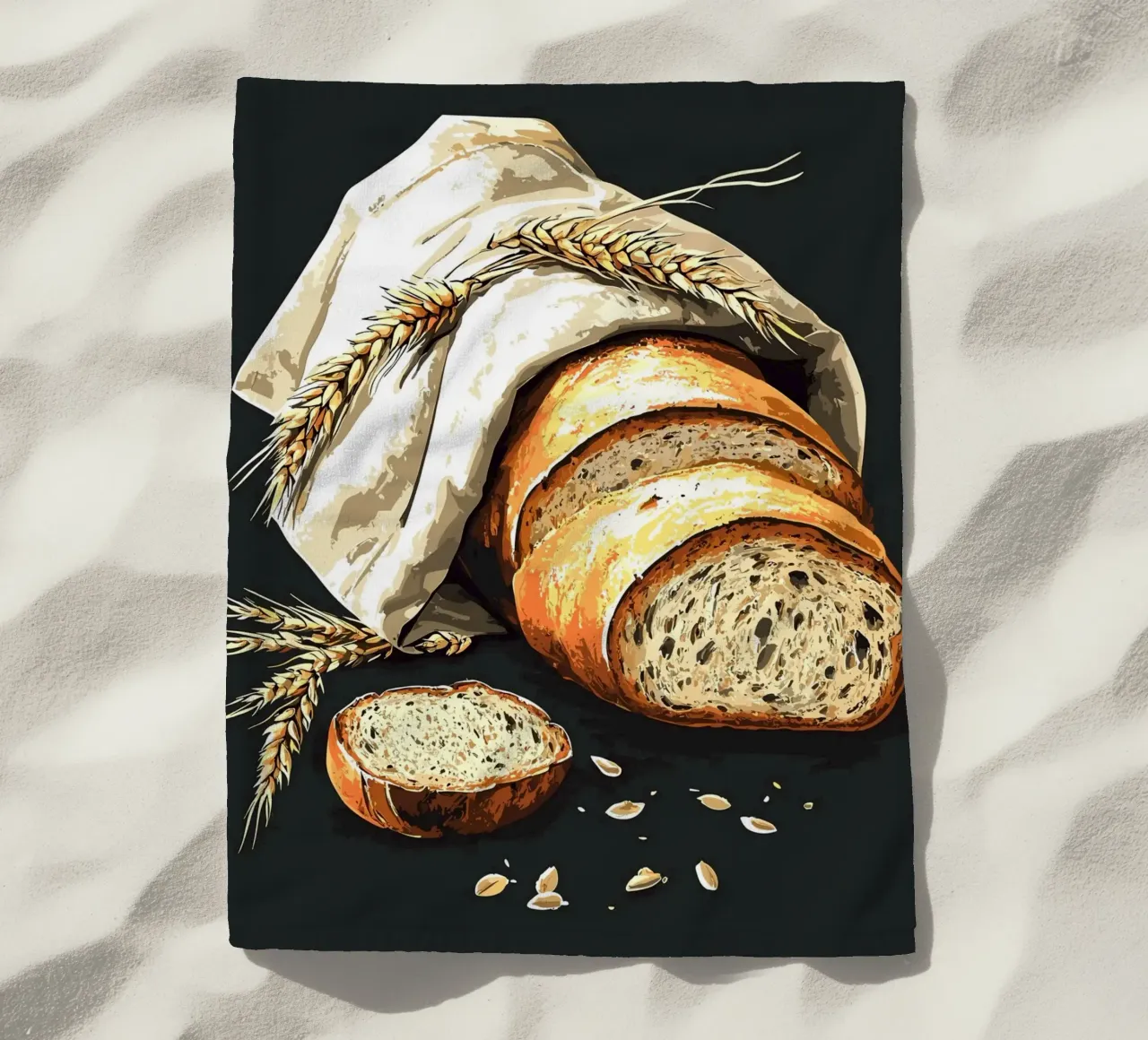 Pane fresco di fattoria a fette telo mare da pixelbull - medieval art and more