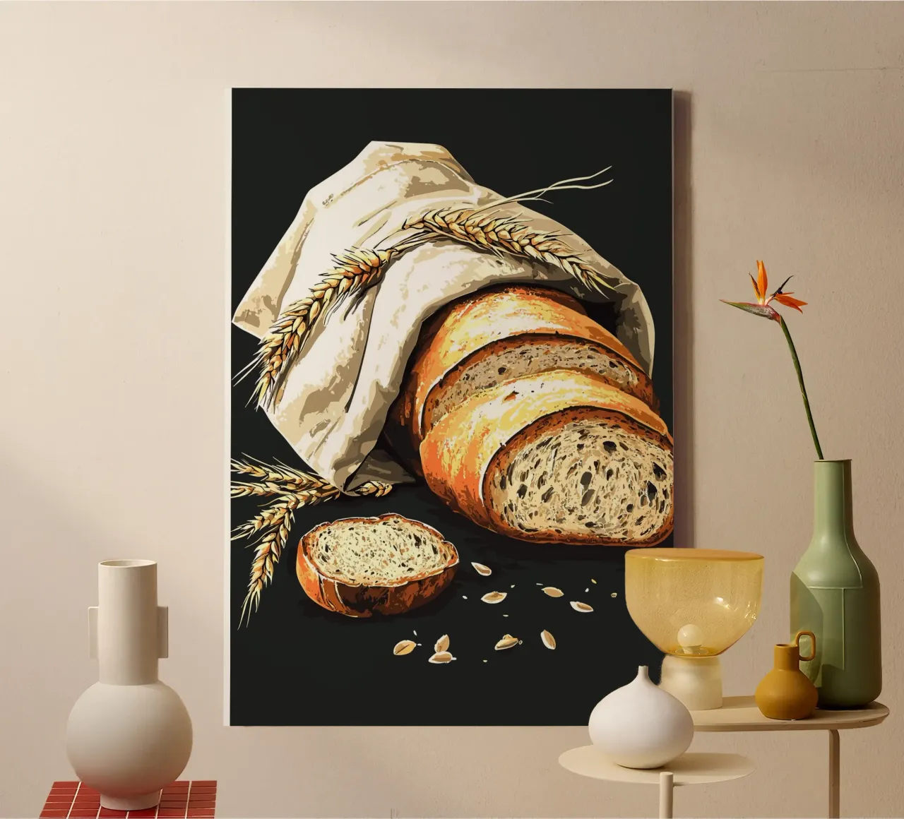Pane fresco di fattoria a fette tela da pixelbull - medieval art and more