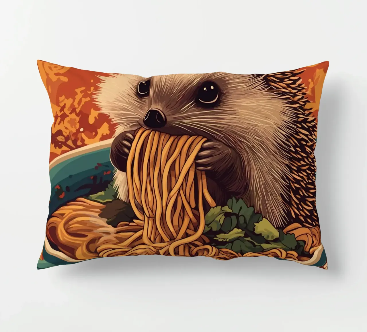 Riccio in una zuppiera con ramen cuscino da pixelbull - medieval art and more