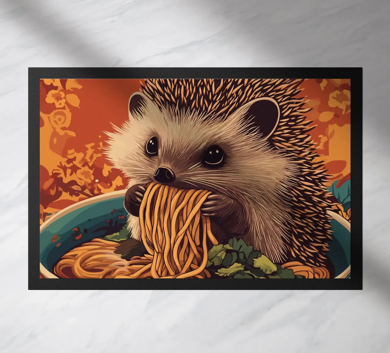 Riccio in una zuppiera con ramen zerbino da pixelbull - medieval art and more