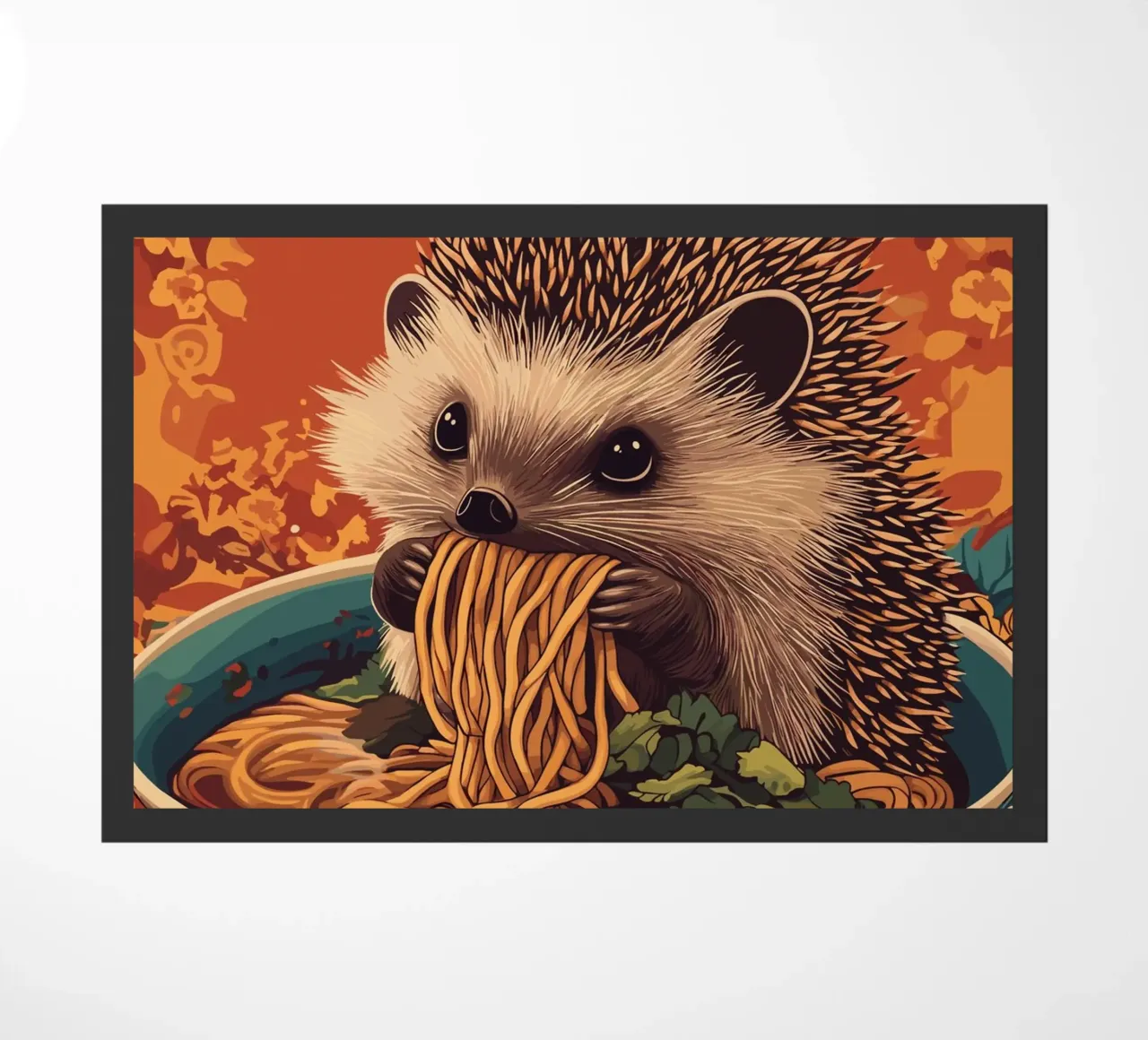 Riccio in una zuppiera con ramen zerbino da pixelbull - medieval art and more