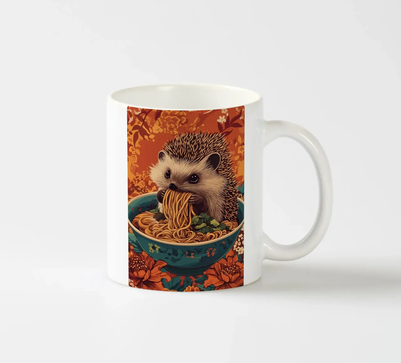 Riccio in una zuppiera con ramen tazza in ceramica da pixelbull - medieval art and more