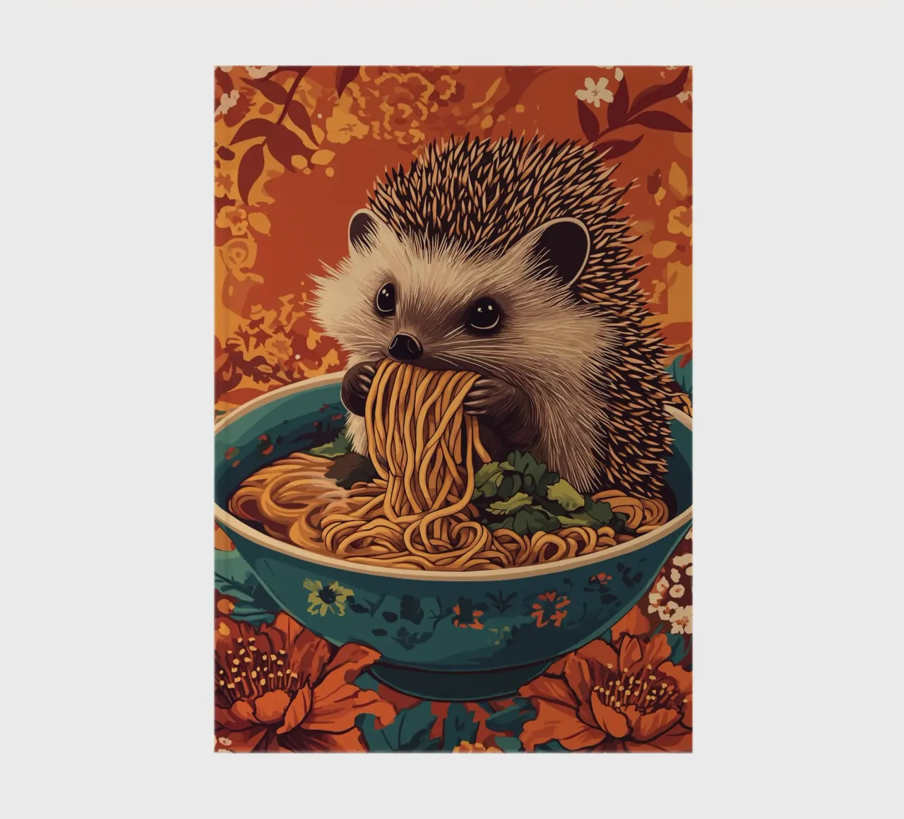 Hérisson dans un bol de soupe au ramen carnet de notes de pixelbull - medieval art and more