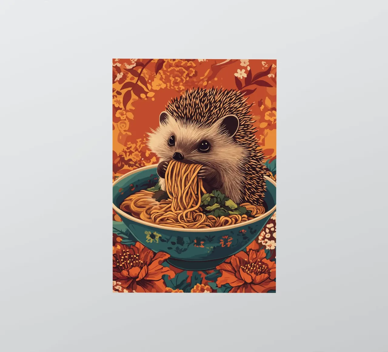 Egel in een soepkom met ramen sticker van pixelbull - medieval art and more