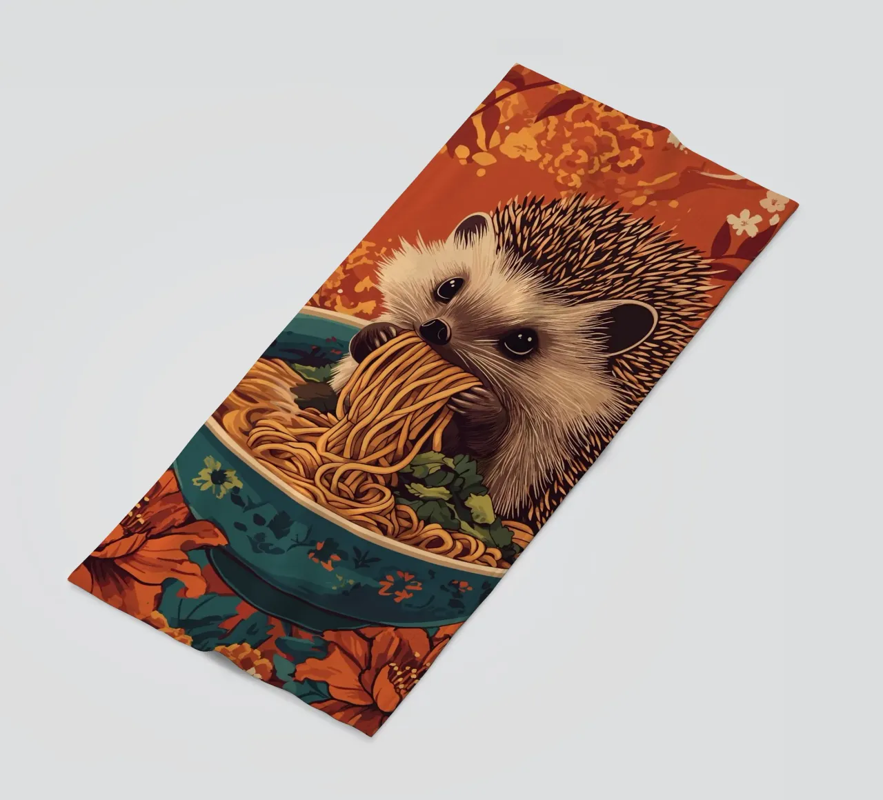 Riccio in una zuppiera con ramen telo mare da pixelbull - medieval art and more