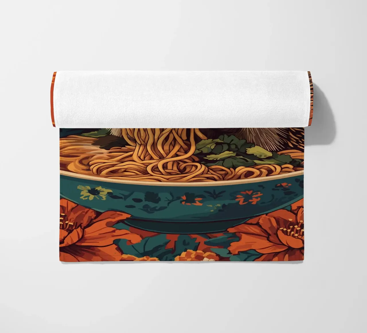 Riccio in una zuppiera con ramen telo mare da pixelbull - medieval art and more