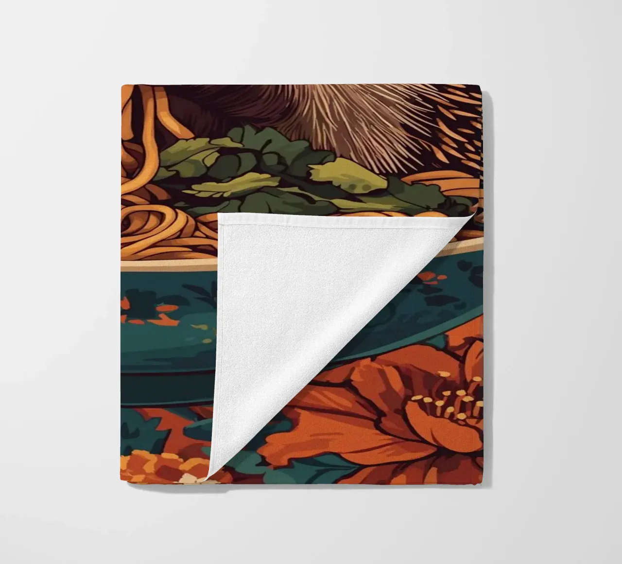 Riccio in una zuppiera con ramen telo mare da pixelbull - medieval art and more