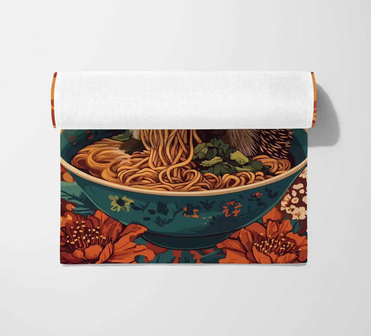 Riccio in una zuppiera con ramen telo mare da pixelbull - medieval art and more