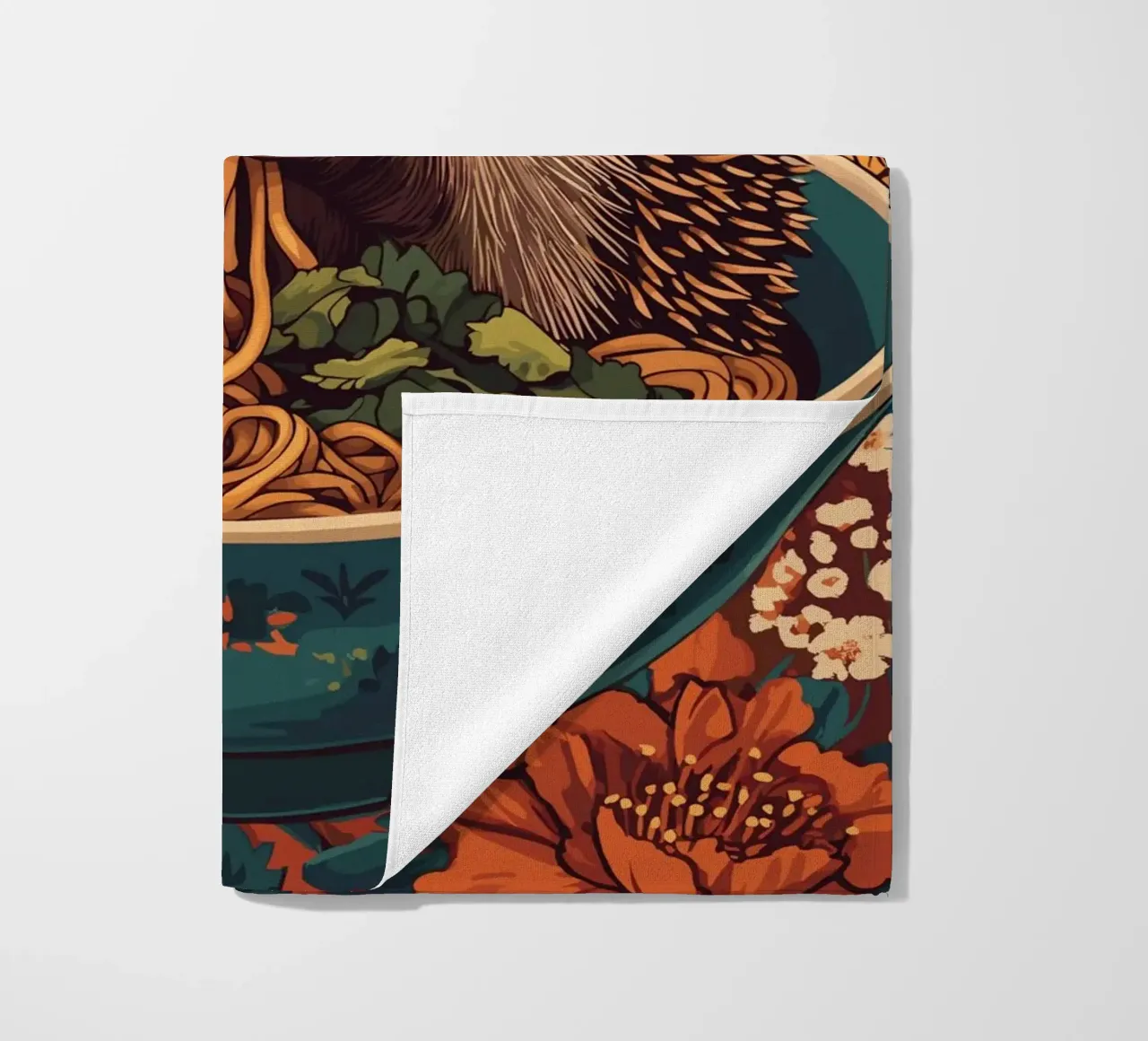 Riccio in una zuppiera con ramen telo mare da pixelbull - medieval art and more