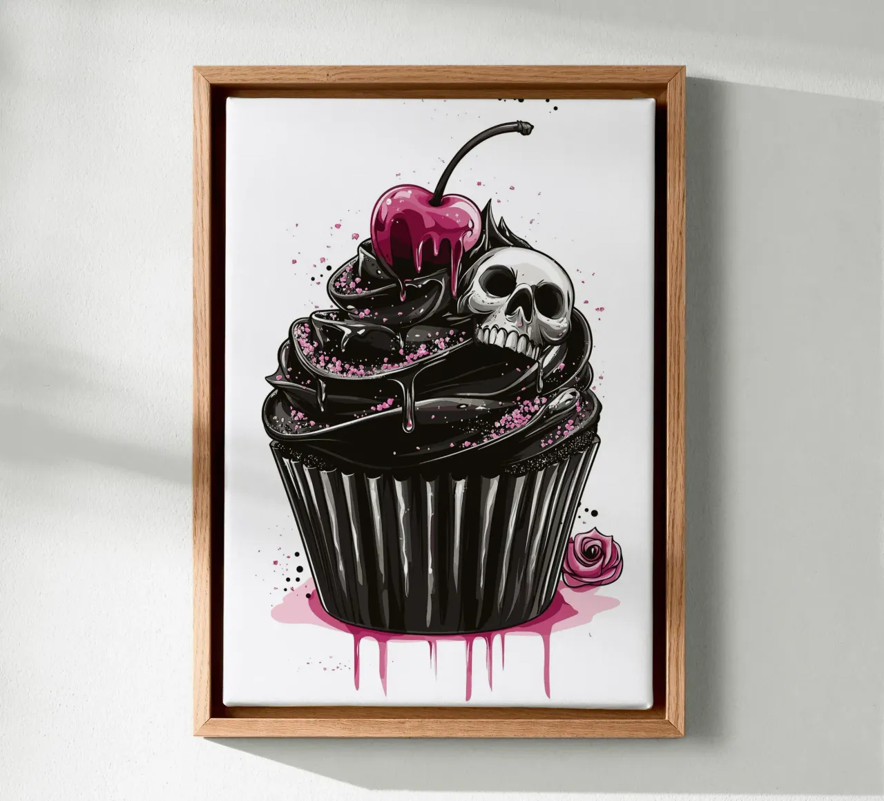 Zwarte cupcake met doodshoofd en kers canvas met Baklijst van pixelbull - medieval art and more