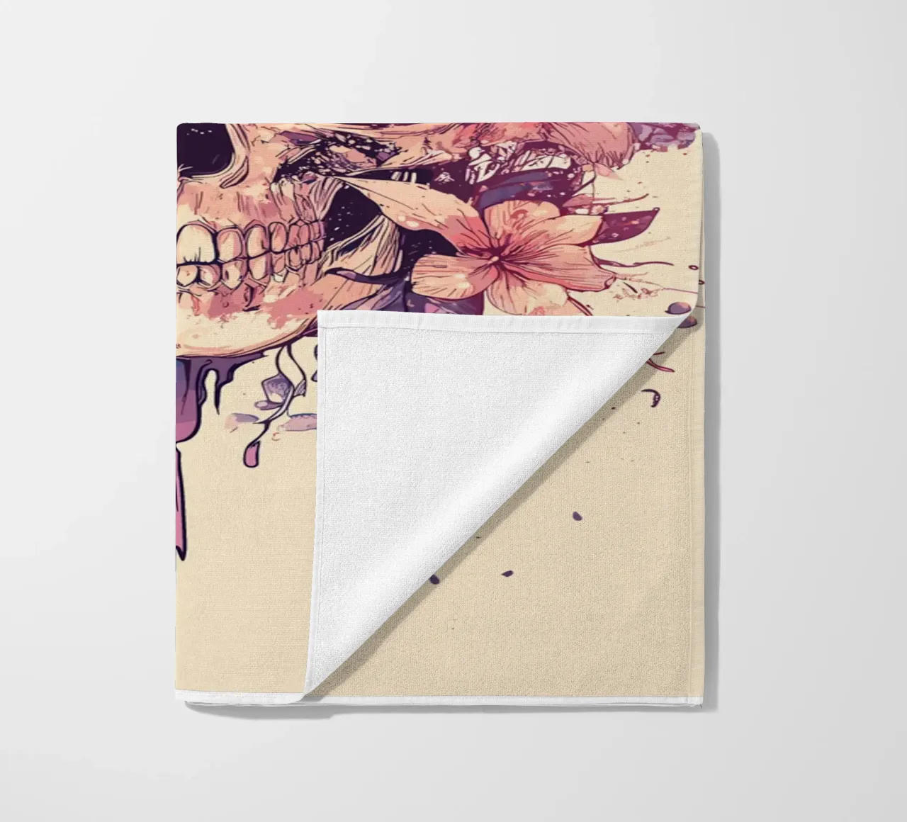 Teschio con ali di farfalla e fiori telo mare da pixelbull - medieval art and more