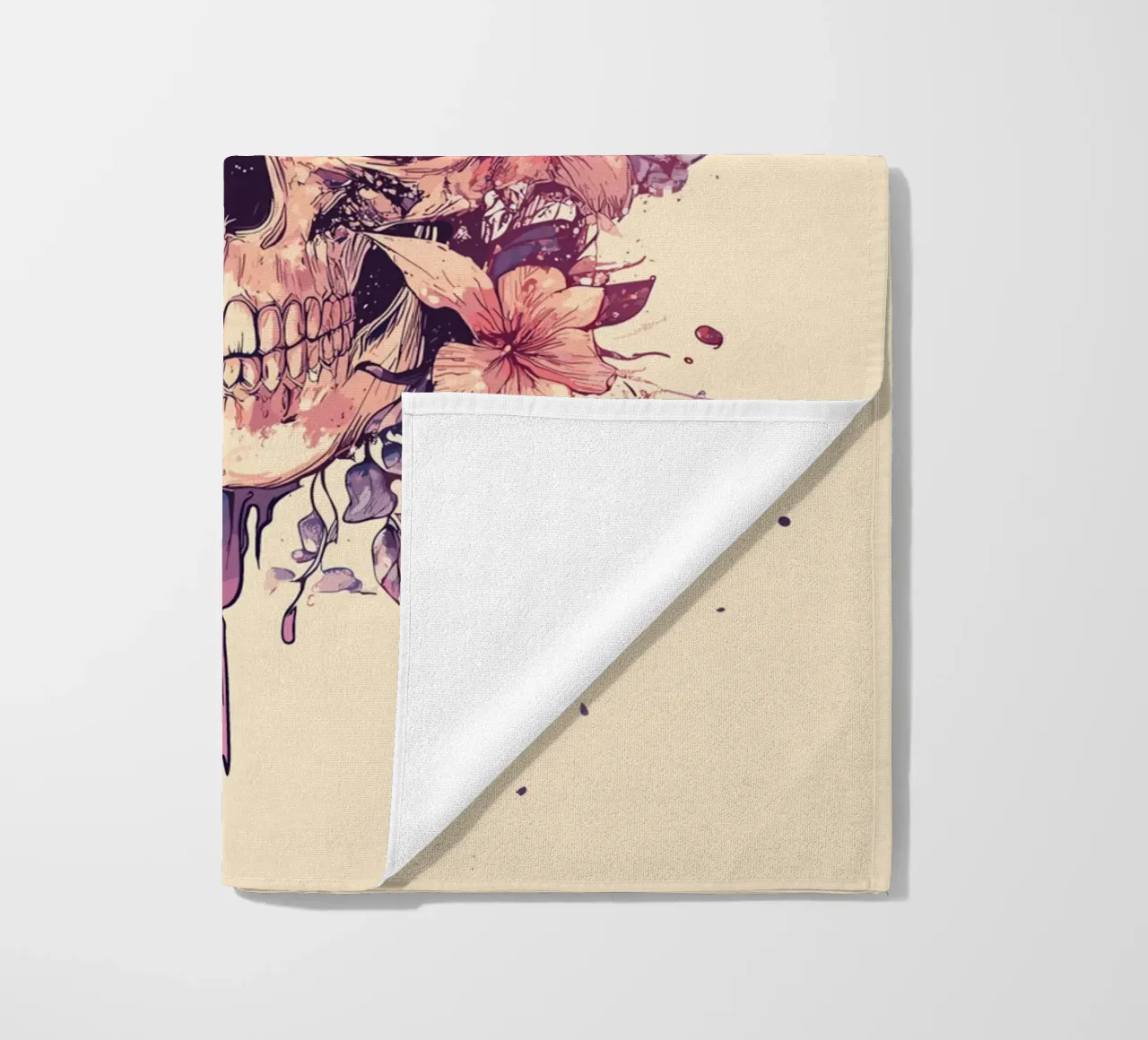 Teschio con ali di farfalla e fiori telo mare da pixelbull - medieval art and more