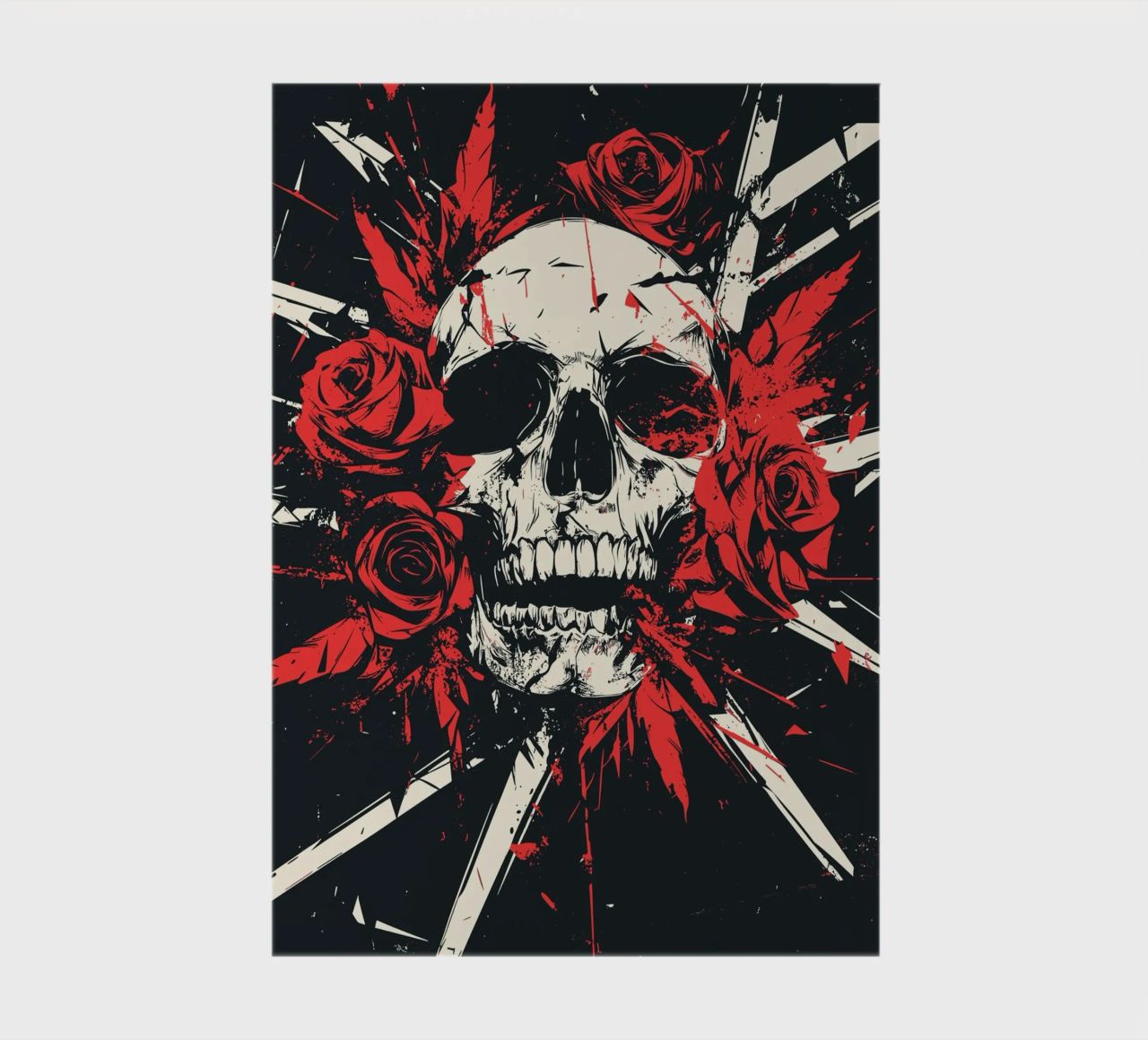Skull with roses and red feathers notebook by pixelbull - medieval art and more