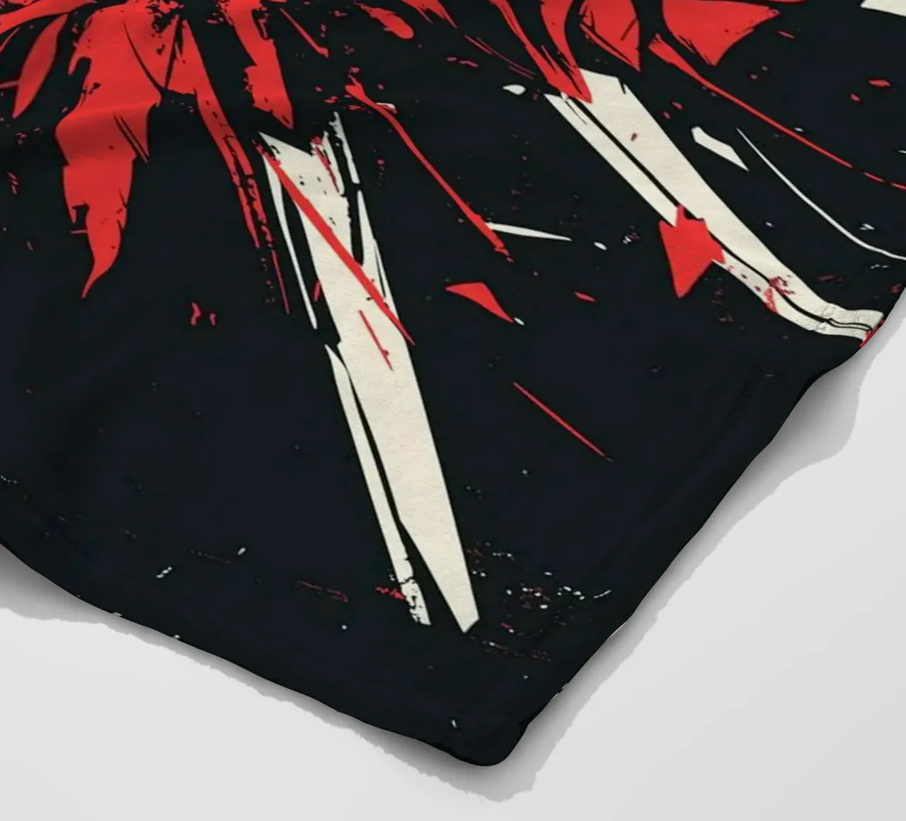 Teschio con rose e piume rosse coperta in pile da pixelbull - medieval art and more