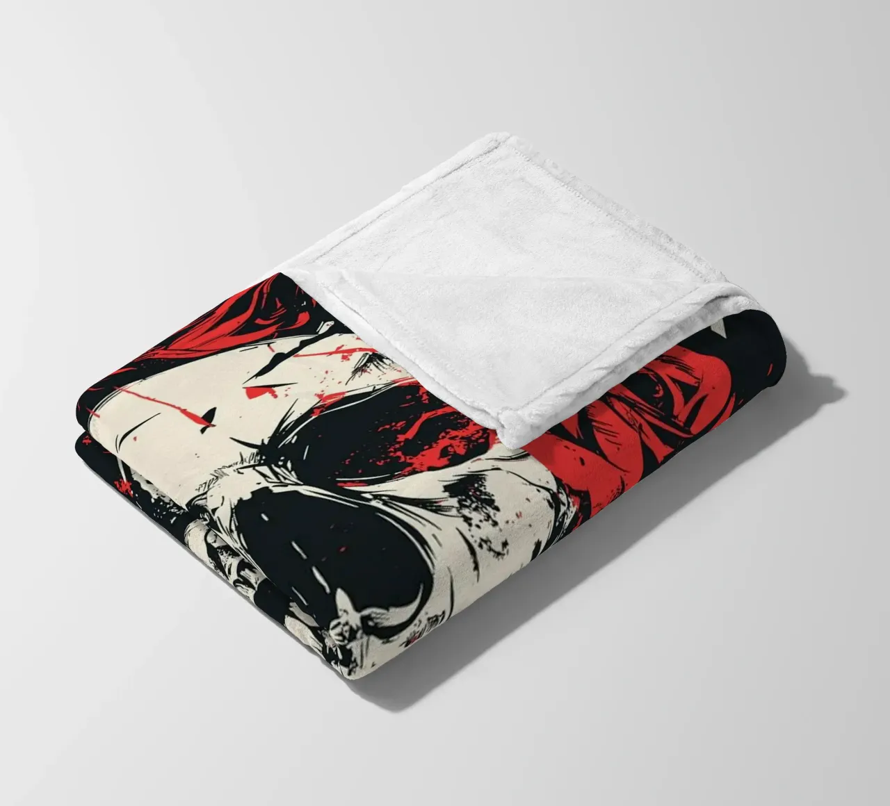 Teschio con rose e piume rosse coperta in pile da pixelbull - medieval art and more