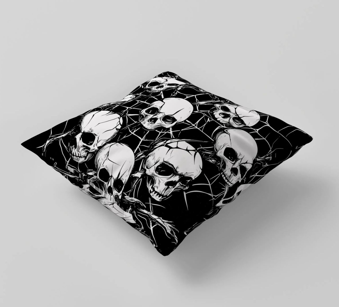 Cranio con ragnatela e spine cuscino da pixelbull - medieval art and more