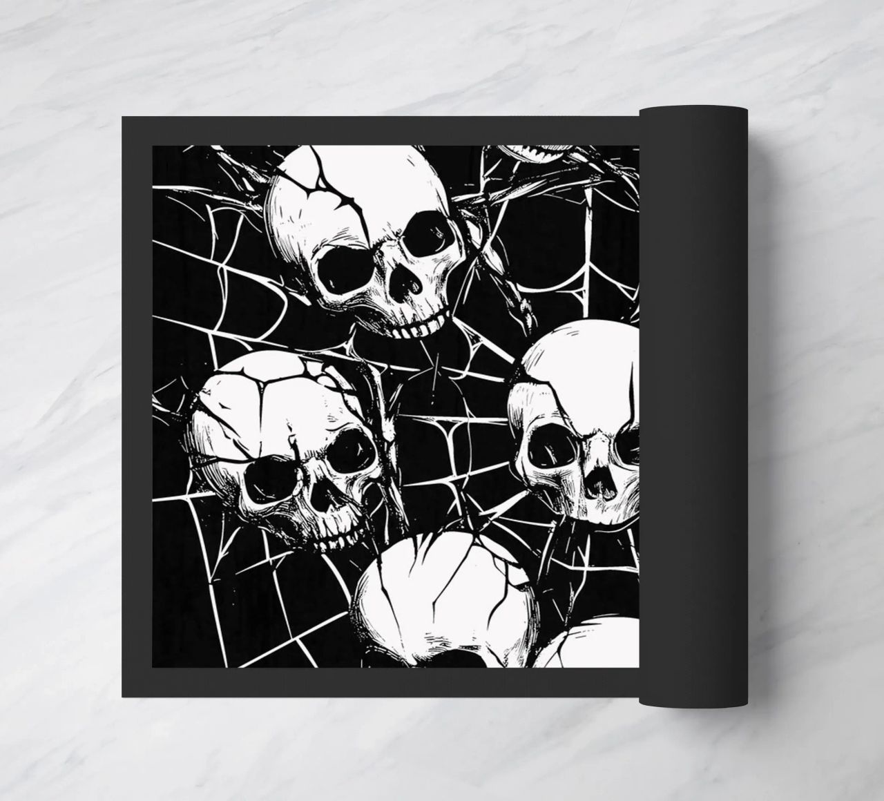 Cranio con ragnatela e spine zerbino da pixelbull - medieval art and more