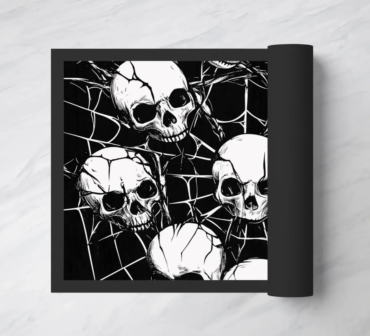 Cranio con ragnatela e spine zerbino da pixelbull - medieval art and more