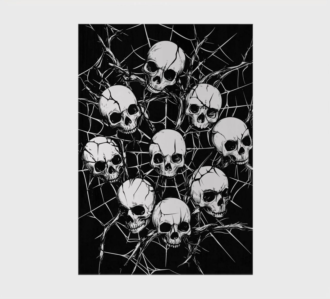 Skull in spider web and thorns notebook by pixelbull - medieval art and more
