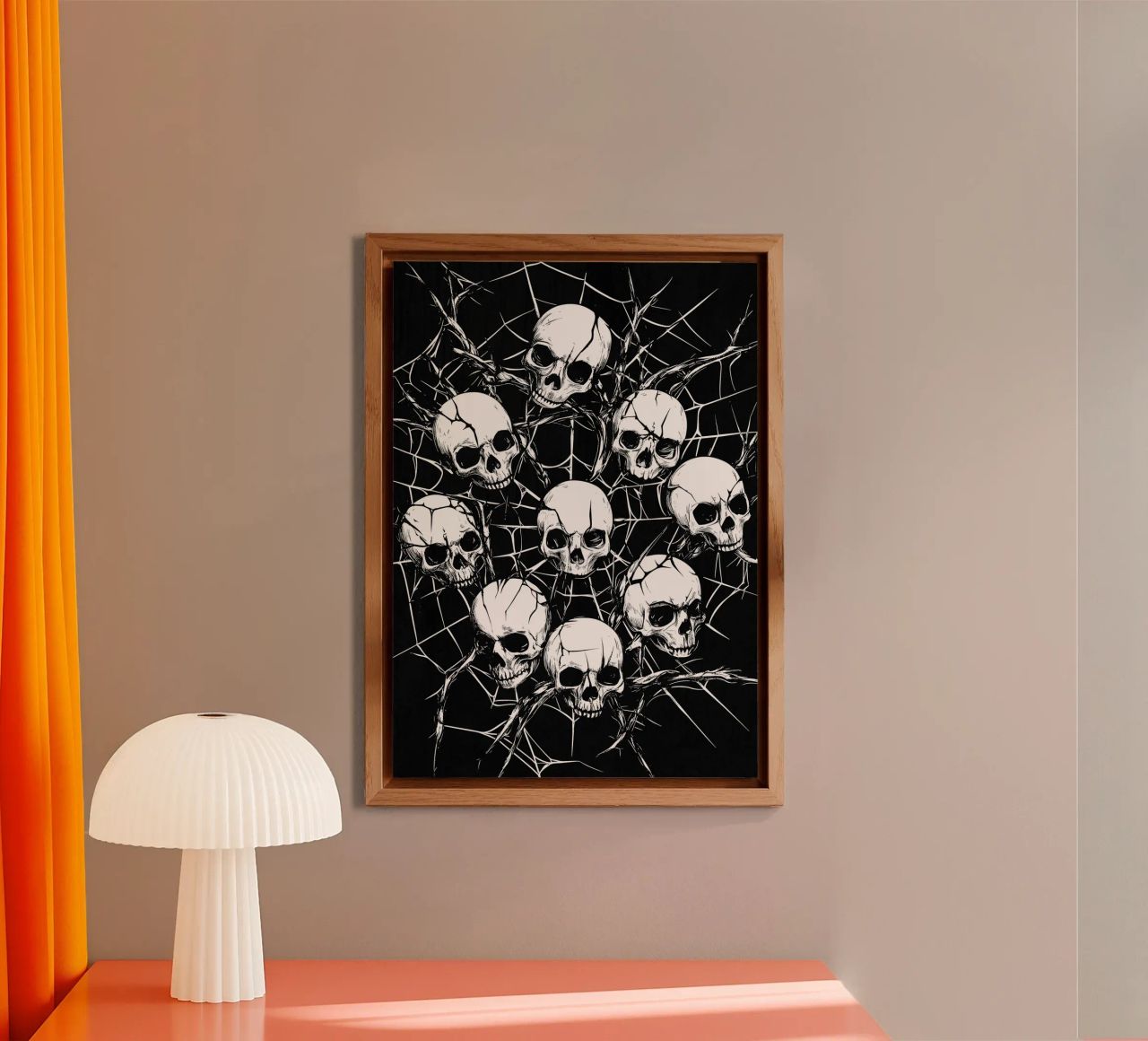 Cranio con ragnatela e spine alluminio dibond da pixelbull - medieval art and more