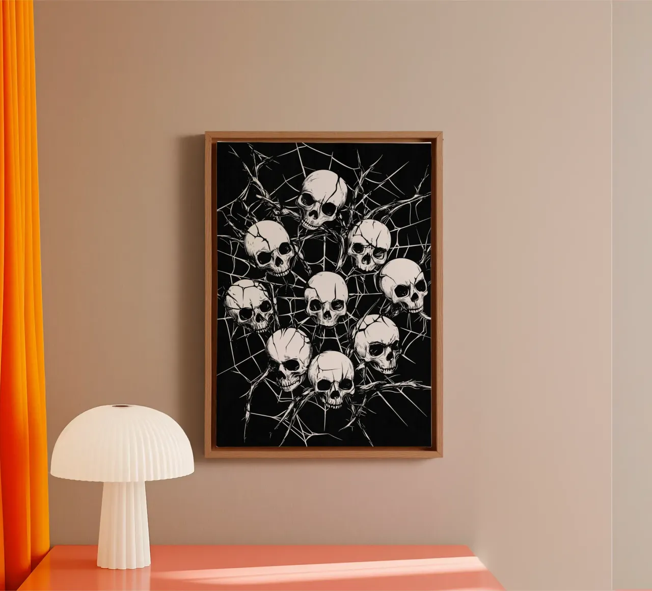 Cranio con ragnatela e spine tela da pixelbull - medieval art and more