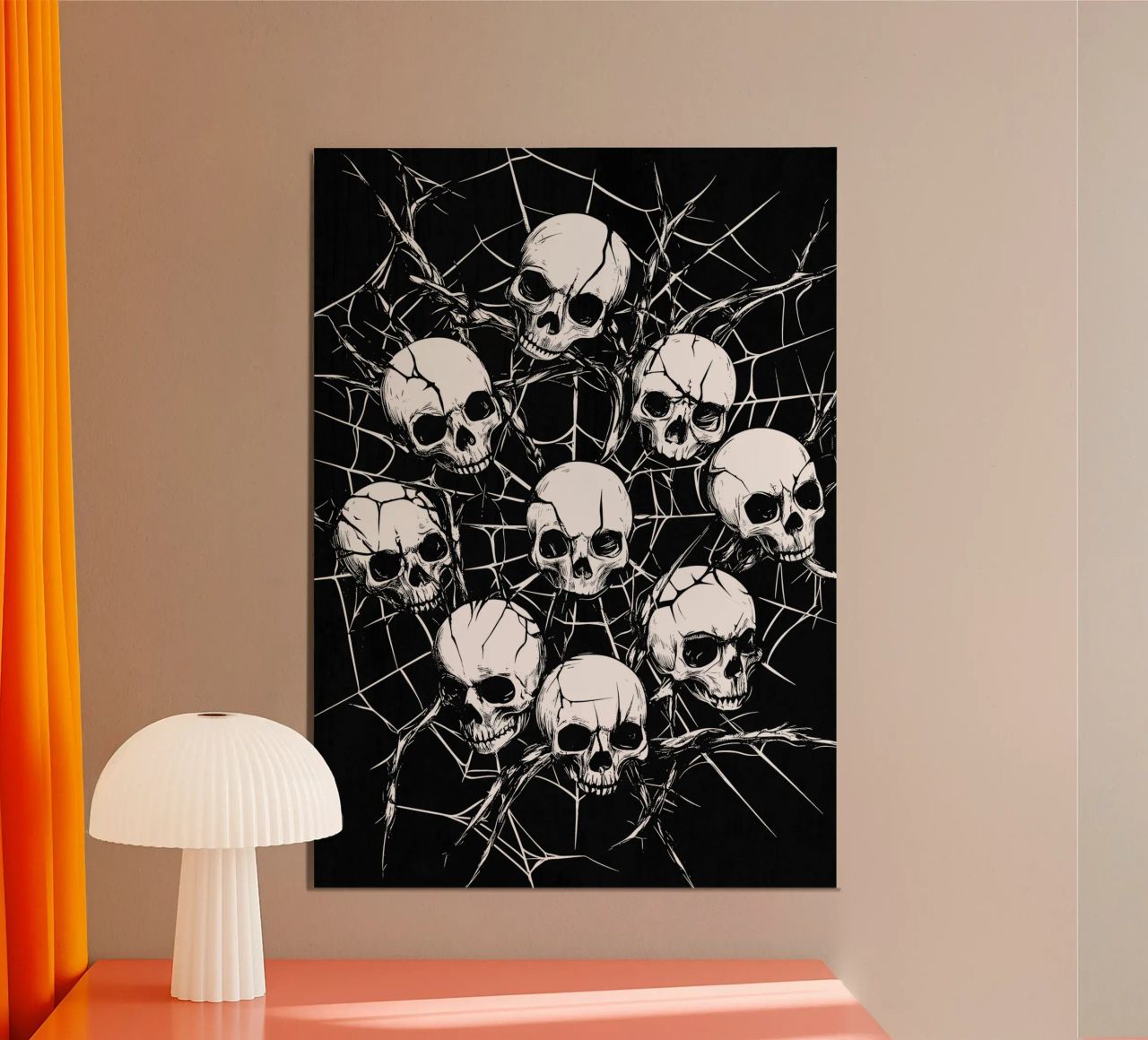 Skull in spider web and thorns poster by pixelbull - medieval art and more