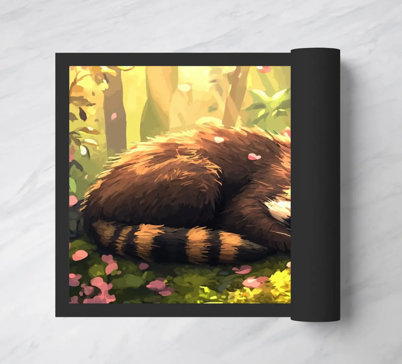 Il procione dorme sotto i fiori di ciliegio zerbino da pixelbull - medieval art and more